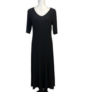 Attitudes by Renee Classic Black Dress sz Medium Pet Long Slinky Stretch Modest